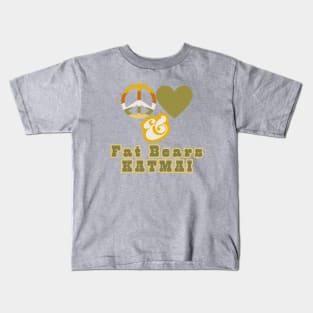 Peace Love & Fat Bears KATMAI - Groovy Retro Golden Currant Colorway Pacific Northwest Style Kids T-Shirt